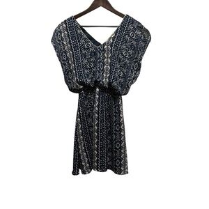 Bohme Navy and Cream Geometric Mini Dress